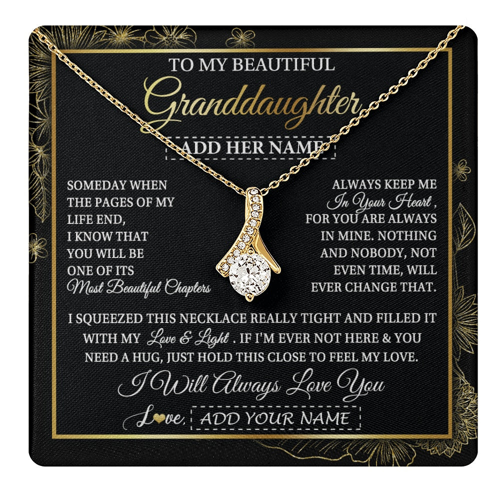 Alluring Beauty Necklace 18K Yellow Gold Finish | 1 | Personalized To My Beautiful Granddaughter Gifts Necklace From Grandma Feel My Love For Adult Granddaughter Graduation Christmas Custom Gift Box Message Card | https://teecentury.