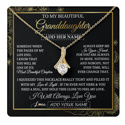 Alluring Beauty Necklace 18K Yellow Gold Finish | 1 | Personalized To My Beautiful Granddaughter Gifts Necklace From Grandma Feel My Love For Adult Granddaughter Graduation Christmas Custom Gift Box Message Card | https://teecentury.