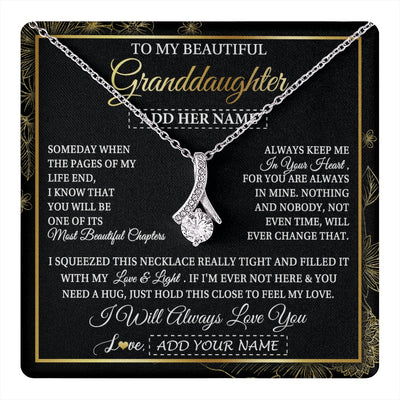 Alluring Beauty Necklace 14K White Gold Finish | 1 | Personalized To My Beautiful Granddaughter Gifts Necklace From Grandma Feel My Love For Adult Granddaughter Graduation Christmas Custom Gift Box Message Card | https://teecentury.