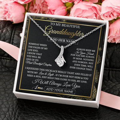 Alluring Beauty Necklace 14K White Gold Finish | 2 | Personalized To My Beautiful Granddaughter Gifts Necklace From Grandma Feel My Love For Adult Granddaughter Graduation Christmas Custom Gift Box Message Card | https://teecentury.
