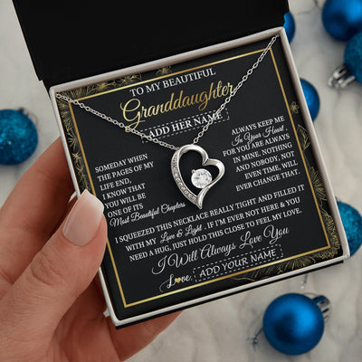 Forever Love Necklace 14K White Gold Finish | 2 | Personalized To My Beautiful Granddaughter Gifts Necklace From Grandma Feel My Love For Adult Granddaughter Graduation Christmas Custom Gift Box Message Card | https://teecentury.