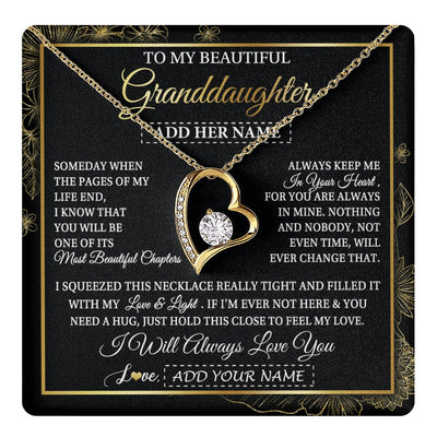 Forever Love Necklace 18K Yellow Gold Finish | 1 | Personalized To My Beautiful Granddaughter Gifts Necklace From Grandma Feel My Love For Adult Granddaughter Graduation Christmas Custom Gift Box Message Card | https://teecentury.