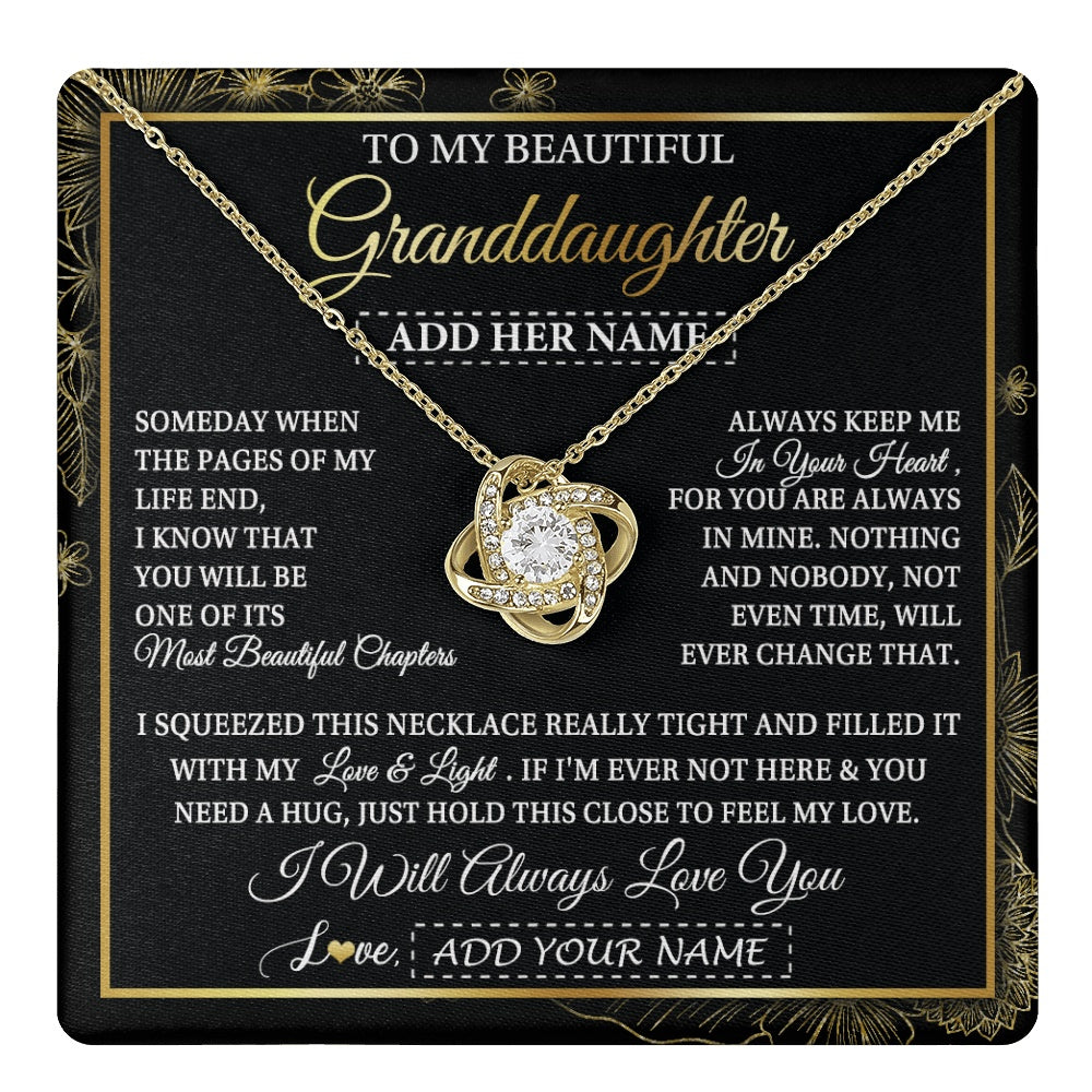 Love Knot Necklace 18K Yellow Gold Finish | 1 | Personalized To My Beautiful Granddaughter Gifts Necklace From Grandma Feel My Love For Adult Granddaughter Graduation Christmas Custom Gift Box Message Card | https://teecentury.