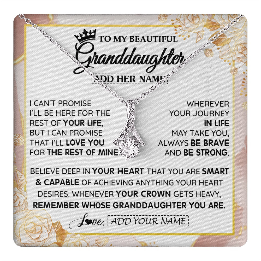 Alluring Beauty Necklace 14K White Gold Finish | 1 | Personalized To My Beautiful Granddaughter Gifts Necklace From Grandma Grandpa Crown Jewelry Present On Birthday Granddaughter Christmas Gift Box Message Card | https://teecentury.