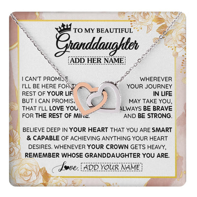 Interlocking Hearts Necklace Stainless Steel & Rose Gold Finish | 1 | Personalized To My Beautiful Granddaughter Gifts Necklace From Grandma Grandpa Crown Jewelry Present On Birthday Granddaughter Christmas Gift Box Message Card | https://teecentury.