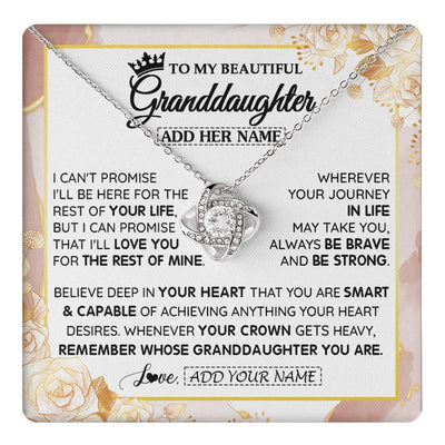 Love Knot Necklace 14K White Gold Finish | 1 | Personalized To My Beautiful Granddaughter Gifts Necklace From Grandma Grandpa Crown Jewelry Present On Birthday Granddaughter Christmas Gift Box Message Card | https://teecentury.