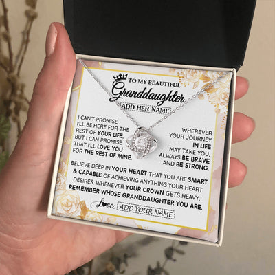 Love Knot Necklace 14K White Gold Finish | 2 | Personalized To My Beautiful Granddaughter Gifts Necklace From Grandma Grandpa Crown Jewelry Present On Birthday Granddaughter Christmas Gift Box Message Card | https://teecentury.
