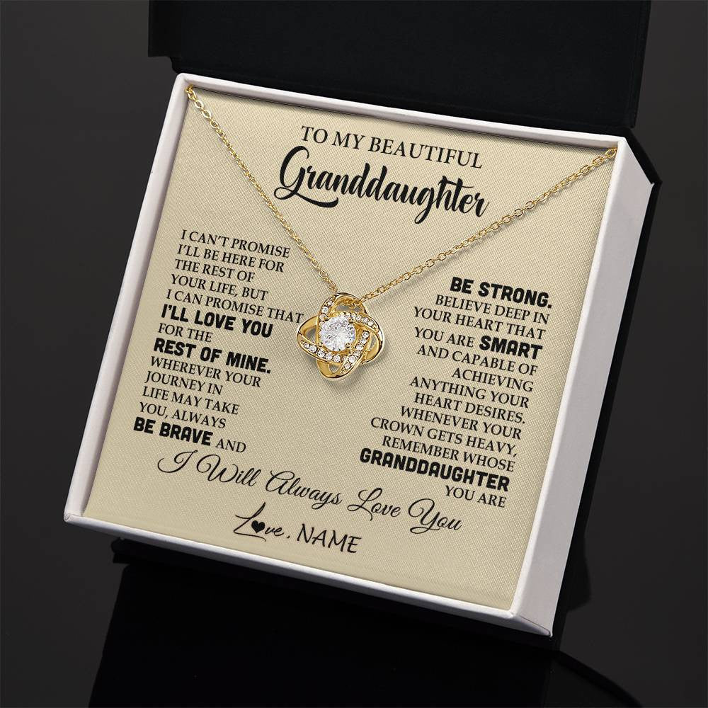 Love Knot Necklace 18K Yellow Gold Finish | 2 | Personalized To My Beautiful Granddaughter Gifts Necklace From Grandma Grandpa Inspirational Birthday Gift For Granddaughter Graduation Christmas Message Card | teecentury