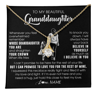 Alluring Beauty Necklace 18K Yellow Gold Finish | 1 | Personalized To My Beautiful Granddaughter Necklace From Grandma Believe In Yourself Granddaughter Birthday Gifts Jewelry Christmas Customized Message Card | teecentury