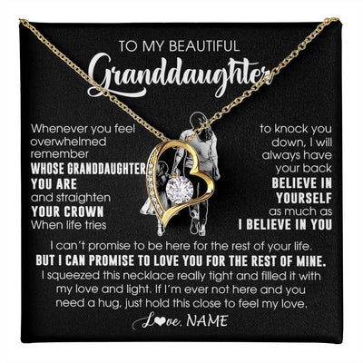 Forever Love Necklace 18K Yellow Gold Finish | 1 | Personalized To My Beautiful Granddaughter Necklace From Grandma Believe In Yourself Granddaughter Birthday Gifts Jewelry Christmas Customized Message Card | teecentury