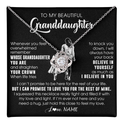 Love Knot Necklace 14K White Gold Finish | 1 | Personalized To My Beautiful Granddaughter Necklace From Grandma Believe In Yourself Granddaughter Birthday Gifts Jewelry Christmas Customized Message Card | teecentury
