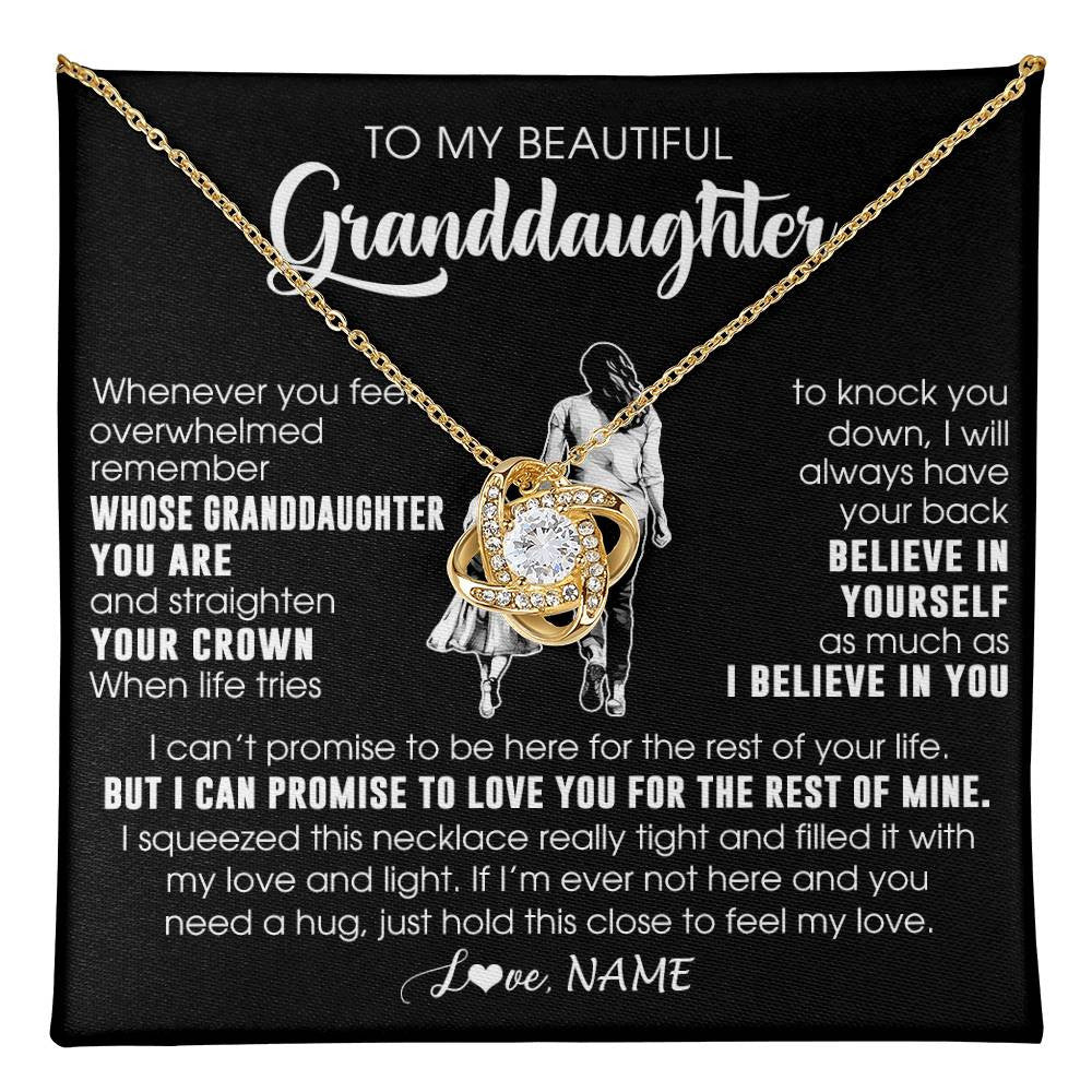 Love Knot Necklace 18K Yellow Gold Finish | 1 | Personalized To My Beautiful Granddaughter Necklace From Grandma Believe In Yourself Granddaughter Birthday Gifts Jewelry Christmas Customized Message Card | teecentury