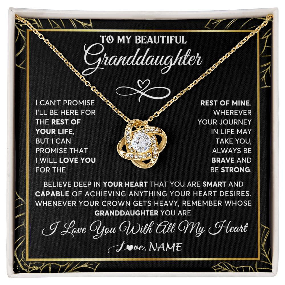 Love Knot Necklace 18K Yellow Gold Finish | 1 | Personalized To My Beautiful Granddaughter Necklace From Grandma Crown Jewelry Gifts For Granddaughter Birthday Graduation Christmas Gift Box Message Card | teecentury