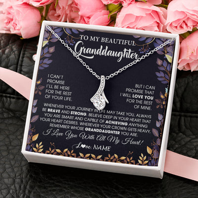 Alluring Beauty Necklace 14K White Gold Finish | 2 | Personalized To My Beautiful Granddaughter Necklace From Grandma Grandpa Grandparents Promise Necklace Birthday Gift For Granddaughter Christmas Message Card | teecentury
