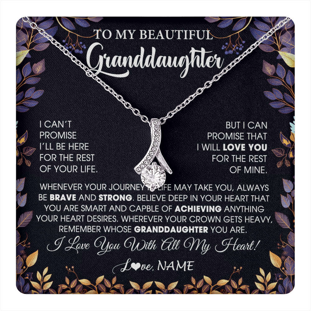 Alluring Beauty Necklace 14K White Gold Finish | 1 | Personalized To My Beautiful Granddaughter Necklace From Grandma Grandpa Grandparents Promise Necklace Birthday Gift For Granddaughter Christmas Message Card | teecentury