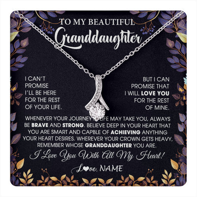 Alluring Beauty Necklace 14K White Gold Finish | 1 | Personalized To My Beautiful Granddaughter Necklace From Grandma Grandpa Grandparents Promise Necklace Birthday Gift For Granddaughter Christmas Message Card | teecentury