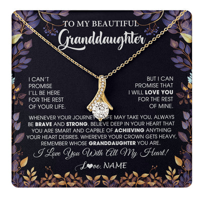 Alluring Beauty Necklace 18K Yellow Gold Finish | 1 | Personalized To My Beautiful Granddaughter Necklace From Grandma Grandpa Grandparents Promise Necklace Birthday Gift For Granddaughter Christmas Message Card | teecentury