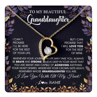 Forever Love Necklace 18K Yellow Gold Finish | 1 | Personalized To My Beautiful Granddaughter Necklace From Grandma Grandpa Grandparents Promise Necklace Birthday Gift For Granddaughter Christmas Message Card | teecentury
