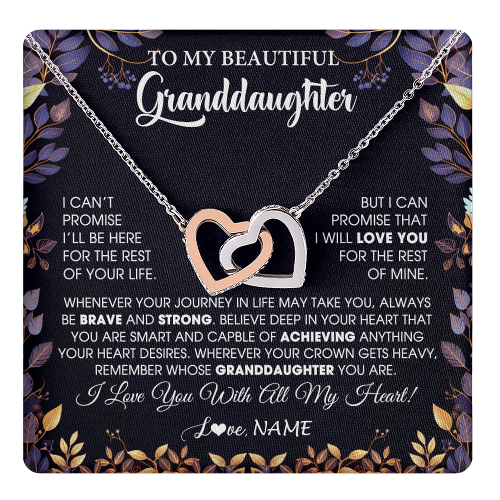 Interlocking Hearts Necklace Stainless Steel & Rose Gold Finish | 1 | Personalized To My Beautiful Granddaughter Necklace From Grandma Grandpa Grandparents Promise Necklace Birthday Gift For Granddaughter Christmas Message Card | teecentury