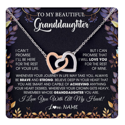 Interlocking Hearts Necklace Stainless Steel & Rose Gold Finish | 1 | Personalized To My Beautiful Granddaughter Necklace From Grandma Grandpa Grandparents Promise Necklace Birthday Gift For Granddaughter Christmas Message Card | teecentury