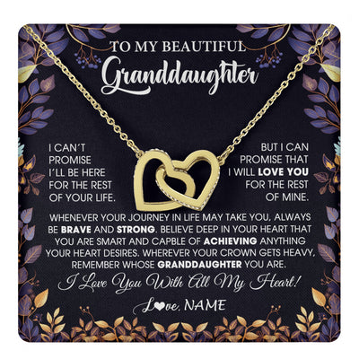 Interlocking Hearts Necklace 18K Yellow Gold Finish | 1 | Personalized To My Beautiful Granddaughter Necklace From Grandma Grandpa Grandparents Promise Necklace Birthday Gift For Granddaughter Christmas Message Card | teecentury
