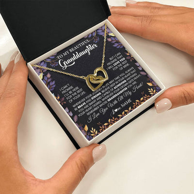 Interlocking Hearts Necklace 18K Yellow Gold Finish | 2 | Personalized To My Beautiful Granddaughter Necklace From Grandma Grandpa Grandparents Promise Necklace Birthday Gift For Granddaughter Christmas Message Card | teecentury