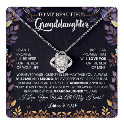 Love Knot Necklace 14K White Gold Finish | 1 | Personalized To My Beautiful Granddaughter Necklace From Grandma Grandpa Grandparents Promise Necklace Birthday Gift For Granddaughter Christmas Message Card | teecentury