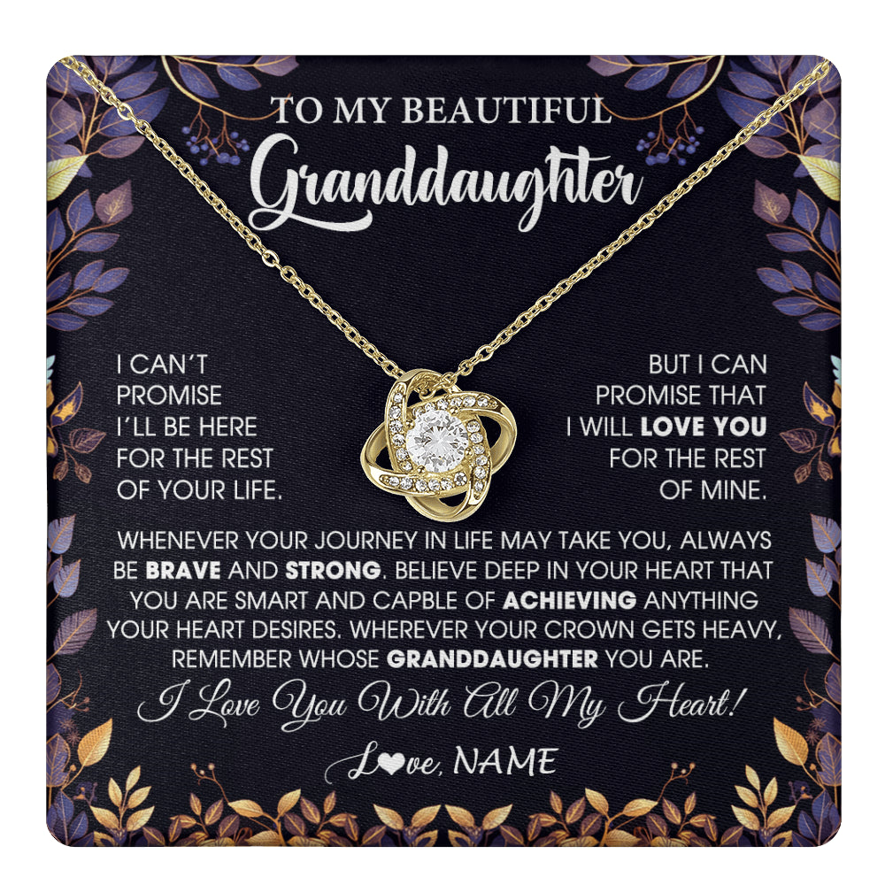 Love Knot Necklace 18K Yellow Gold Finish | 1 | Personalized To My Beautiful Granddaughter Necklace From Grandma Grandpa Grandparents Promise Necklace Birthday Gift For Granddaughter Christmas Message Card | teecentury