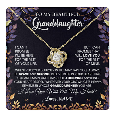 Love Knot Necklace 18K Yellow Gold Finish | 1 | Personalized To My Beautiful Granddaughter Necklace From Grandma Grandpa Grandparents Promise Necklace Birthday Gift For Granddaughter Christmas Message Card | teecentury