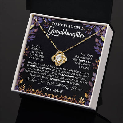 Love Knot Necklace 18K Yellow Gold Finish | 2 | Personalized To My Beautiful Granddaughter Necklace From Grandma Grandpa Grandparents Promise Necklace Birthday Gift For Granddaughter Christmas Message Card | teecentury