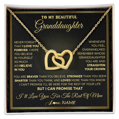 Interlocking Hearts Necklace 18K Yellow Gold Finish | 1 | Personalized To My Beautiful Granddaughter Necklace From Grandma I Love You Jewelry Gifts For Granddaughter Birthday Graduation Christmas Gift Box Message Card | teecentury