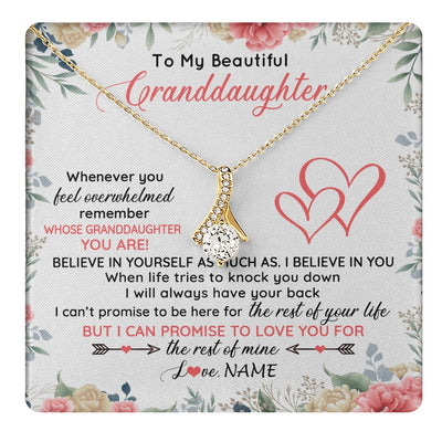 Alluring Beauty Necklace 18K Yellow Gold Finish | 1 | Personalized To My Beautiful Granddaughter Necklace From Grandma Papa Believe In You Granddaughter Birthday Christmas Jewelry Customized Gift Box Message Card | teecentury.myshopify