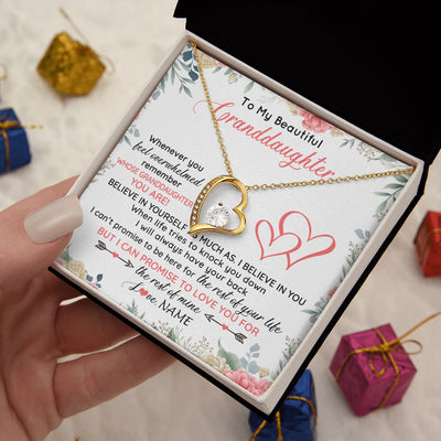 Forever Love Necklace 18K Yellow Gold Finish | 2 | Personalized To My Beautiful Granddaughter Necklace From Grandma Papa Believe In You Granddaughter Birthday Christmas Jewelry Customized Gift Box Message Card | teecentury.myshopify