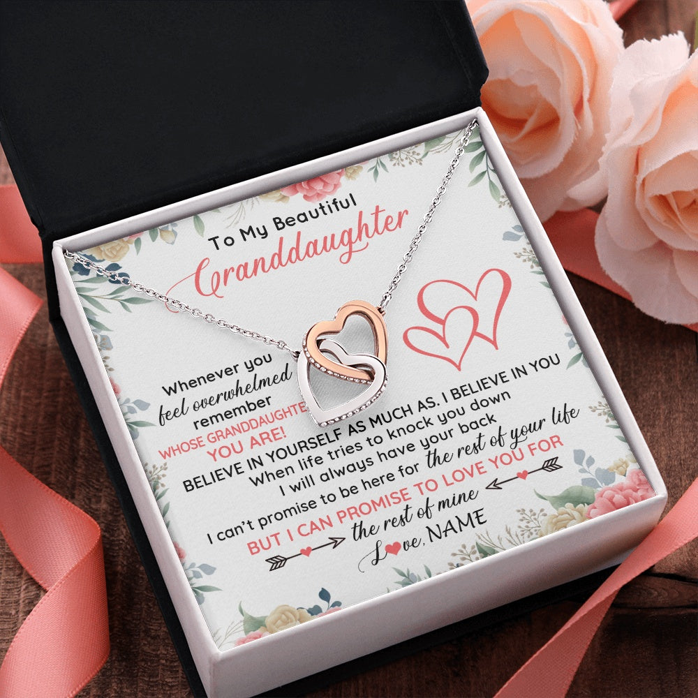 Interlocking Hearts Necklace Stainless Steel & Rose Gold Finish | 2 | Personalized To My Beautiful Granddaughter Necklace From Grandma Papa Believe In You Granddaughter Birthday Christmas Jewelry Customized Gift Box Message Card | teecentury.myshopify
