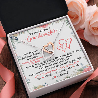 Interlocking Hearts Necklace Stainless Steel & Rose Gold Finish | 2 | Personalized To My Beautiful Granddaughter Necklace From Grandma Papa Believe In You Granddaughter Birthday Christmas Jewelry Customized Gift Box Message Card | teecentury.myshopify