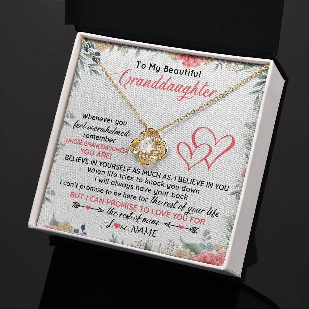 Love Knot Necklace 18K Yellow Gold Finish | 2 | Personalized To My Beautiful Granddaughter Necklace From Grandma Papa Believe In You Granddaughter Birthday Christmas Jewelry Customized Gift Box Message Card | teecentury.myshopify