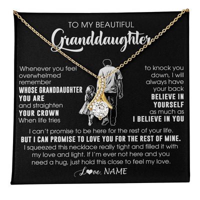 Alluring Beauty Necklace 18K Yellow Gold Finish | 1 | Personalized To My Beautiful Granddaughter Necklace From Grandpa Believe In Yourself Granddaughter Birthday Gifts Jewelry Christmas Customized Message Card | teecentury