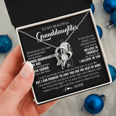 Forever Love Necklace 14K White Gold Finish | 2 | Personalized To My Beautiful Granddaughter Necklace From Grandpa Believe In Yourself Granddaughter Birthday Gifts Jewelry Christmas Customized Message Card | teecentury
