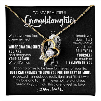 Forever Love Necklace 18K Yellow Gold Finish | 1 | Personalized To My Beautiful Granddaughter Necklace From Grandpa Believe In Yourself Granddaughter Birthday Gifts Jewelry Christmas Customized Message Card | teecentury
