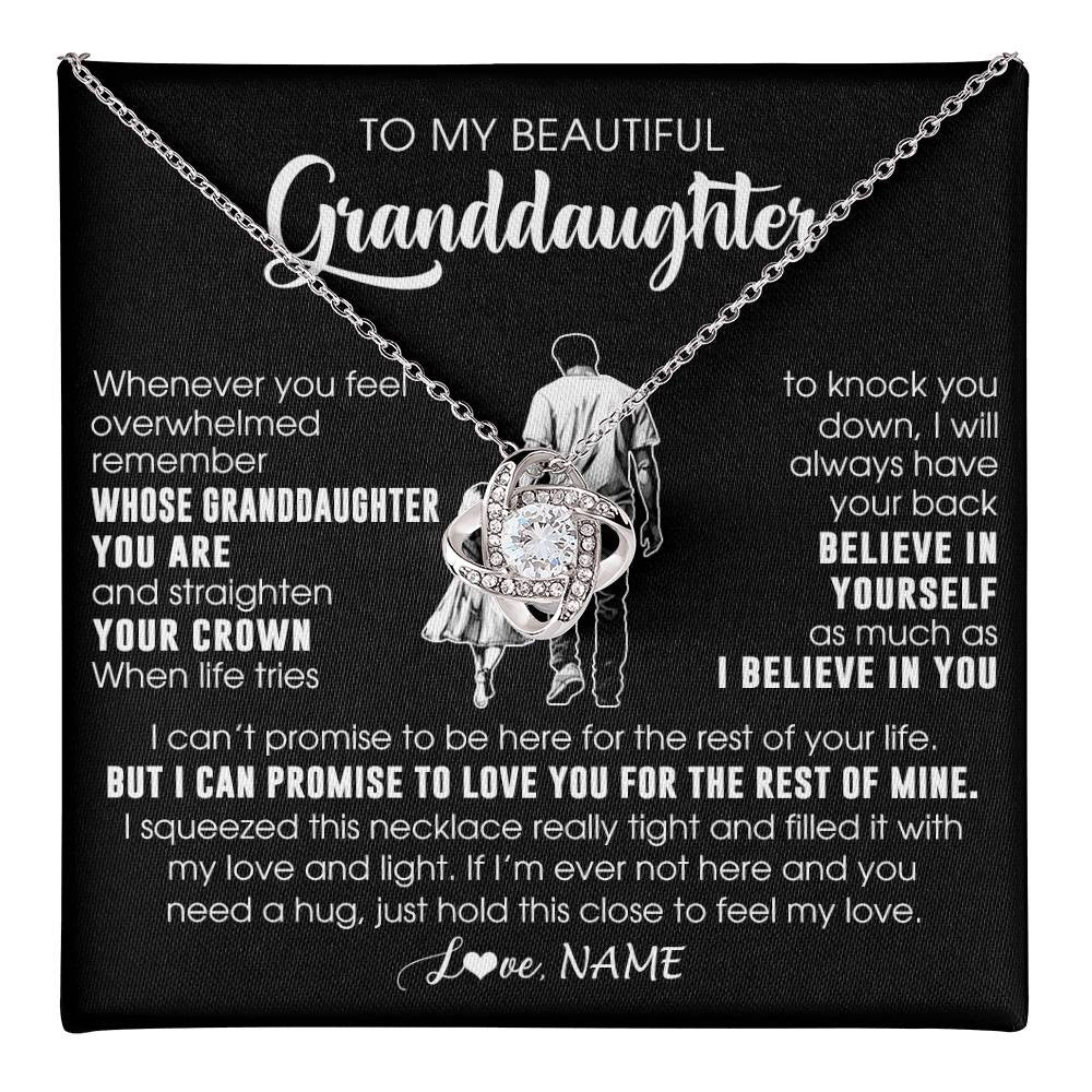 Love Knot Necklace 14K White Gold Finish | 1 | Personalized To My Beautiful Granddaughter Necklace From Grandpa Believe In Yourself Granddaughter Birthday Gifts Jewelry Christmas Customized Message Card | teecentury