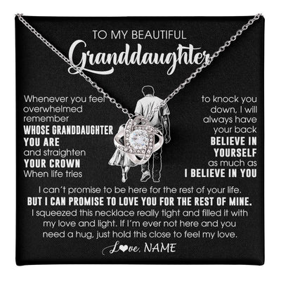 Love Knot Necklace 14K White Gold Finish | 1 | Personalized To My Beautiful Granddaughter Necklace From Grandpa Believe In Yourself Granddaughter Birthday Gifts Jewelry Christmas Customized Message Card | teecentury