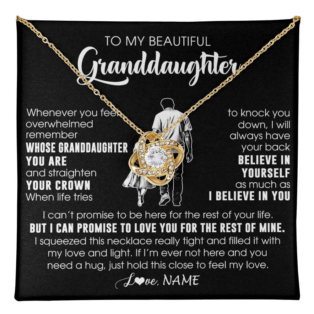 Love Knot Necklace 18K Yellow Gold Finish | 1 | Personalized To My Beautiful Granddaughter Necklace From Grandpa Believe In Yourself Granddaughter Birthday Gifts Jewelry Christmas Customized Message Card | teecentury