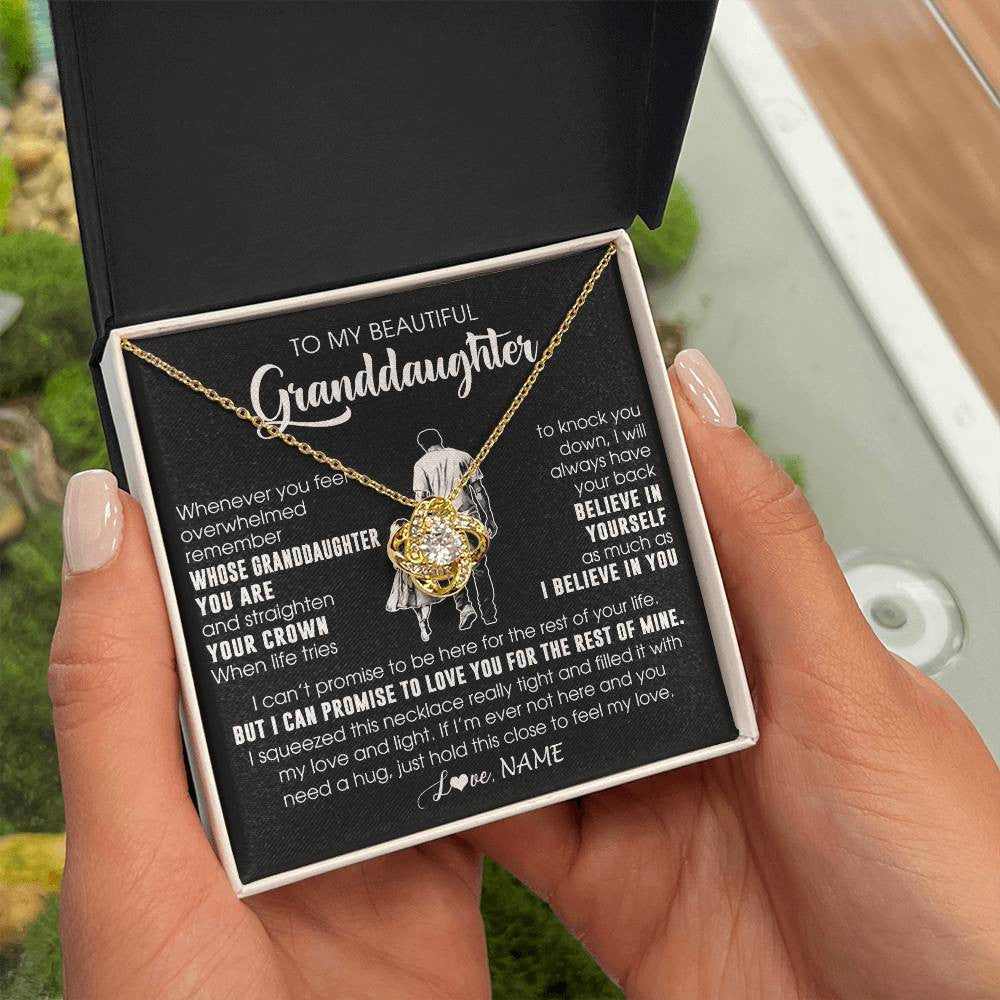 Love Knot Necklace 18K Yellow Gold Finish | 2 | Personalized To My Beautiful Granddaughter Necklace From Grandpa Believe In Yourself Granddaughter Birthday Gifts Jewelry Christmas Customized Message Card | teecentury