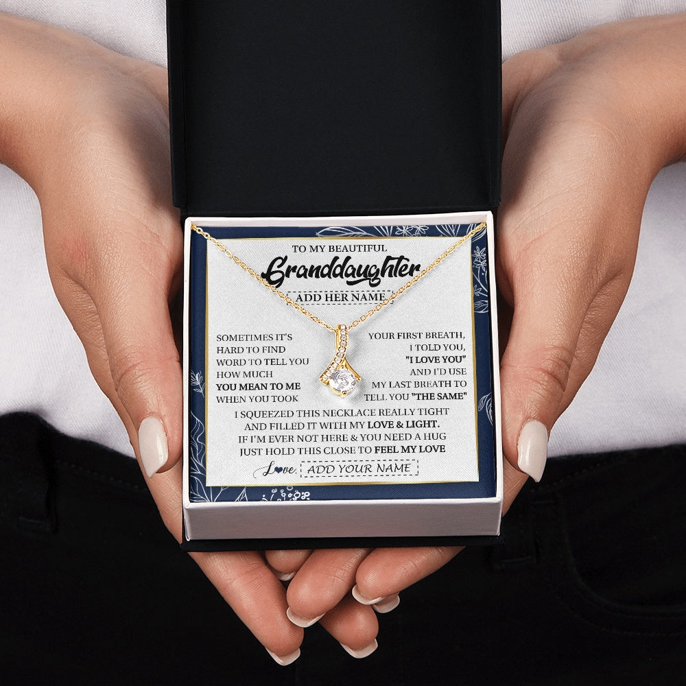 Alluring Beauty Necklace 18K Yellow Gold Finish | 2 | Personalized To My Beautiful Granddaughter Necklace From Granparents Feel My Love Valentine Gifts For Granddaughter Birthday Christmas Gift Box Message Card | teecentury.myshopify