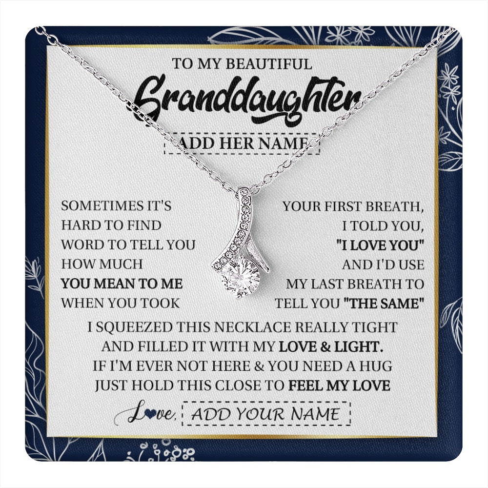 Alluring Beauty Necklace 14K White Gold Finish | 1 | Personalized To My Beautiful Granddaughter Necklace From Granparents Feel My Love Valentine Gifts For Granddaughter Birthday Christmas Gift Box Message Card | teecentury.myshopify