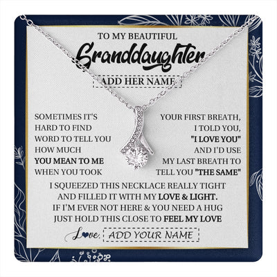 Alluring Beauty Necklace 14K White Gold Finish | 1 | Personalized To My Beautiful Granddaughter Necklace From Granparents Feel My Love Valentine Gifts For Granddaughter Birthday Christmas Gift Box Message Card | teecentury.myshopify