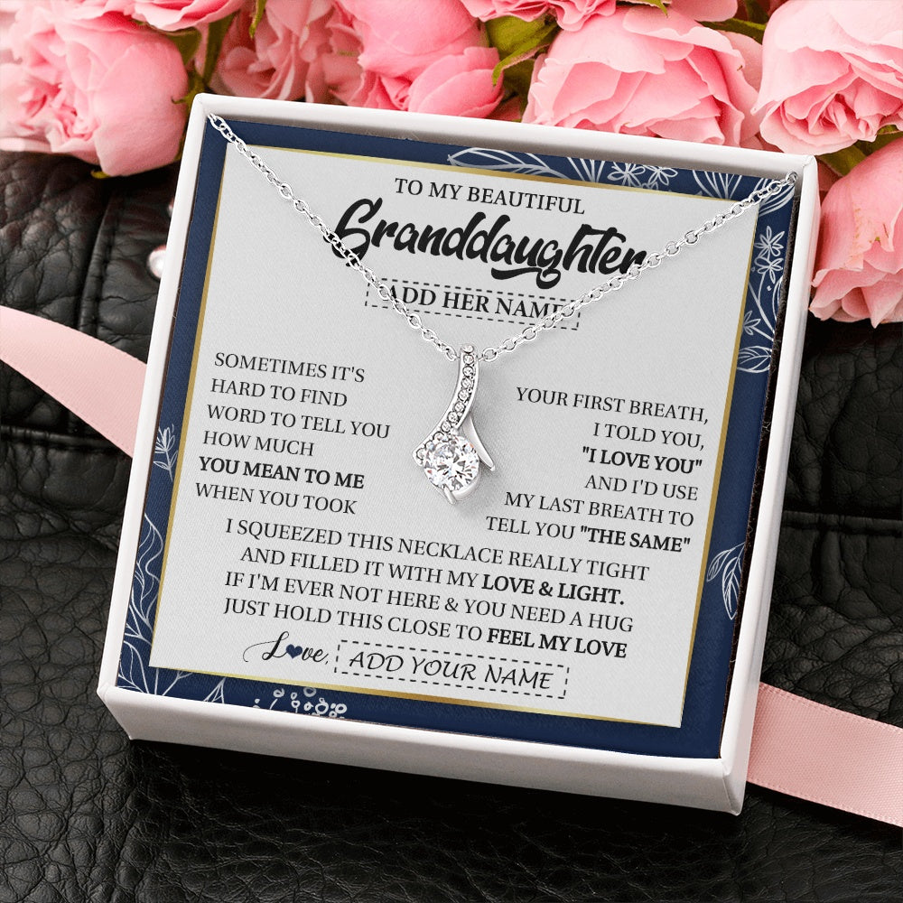 Alluring Beauty Necklace 14K White Gold Finish | 2 | Personalized To My Beautiful Granddaughter Necklace From Granparents Feel My Love Valentine Gifts For Granddaughter Birthday Christmas Gift Box Message Card | teecentury.myshopify