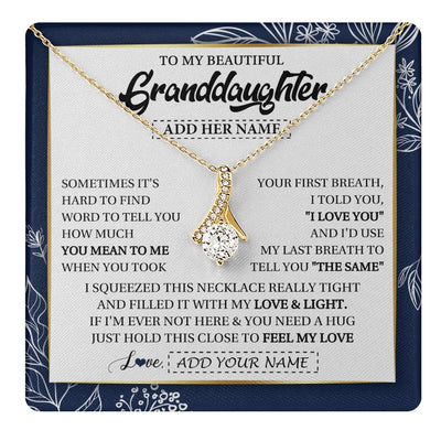 Alluring Beauty Necklace 18K Yellow Gold Finish | 1 | Personalized To My Beautiful Granddaughter Necklace From Granparents Feel My Love Valentine Gifts For Granddaughter Birthday Christmas Gift Box Message Card | teecentury.myshopify