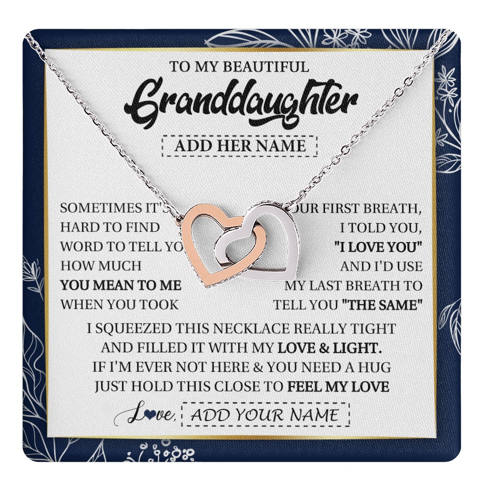 Interlocking Hearts Necklace Stainless Steel & Rose Gold Finish | 1 | Personalized To My Beautiful Granddaughter Necklace From Granparents Feel My Love Valentine Gifts For Granddaughter Birthday Christmas Gift Box Message Card | teecentury.myshopify