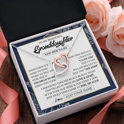 Interlocking Hearts Necklace Stainless Steel & Rose Gold Finish | 2 | Personalized To My Beautiful Granddaughter Necklace From Granparents Feel My Love Valentine Gifts For Granddaughter Birthday Christmas Gift Box Message Card | teecentury.myshopify
